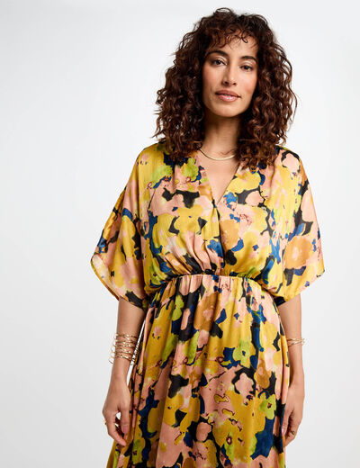 Robe midi droite imprim&eacute;e multicolore femme