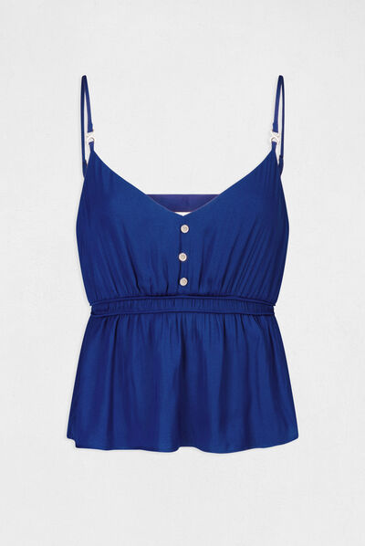 Blouse bretelles fines à ornements bleu electrique femme