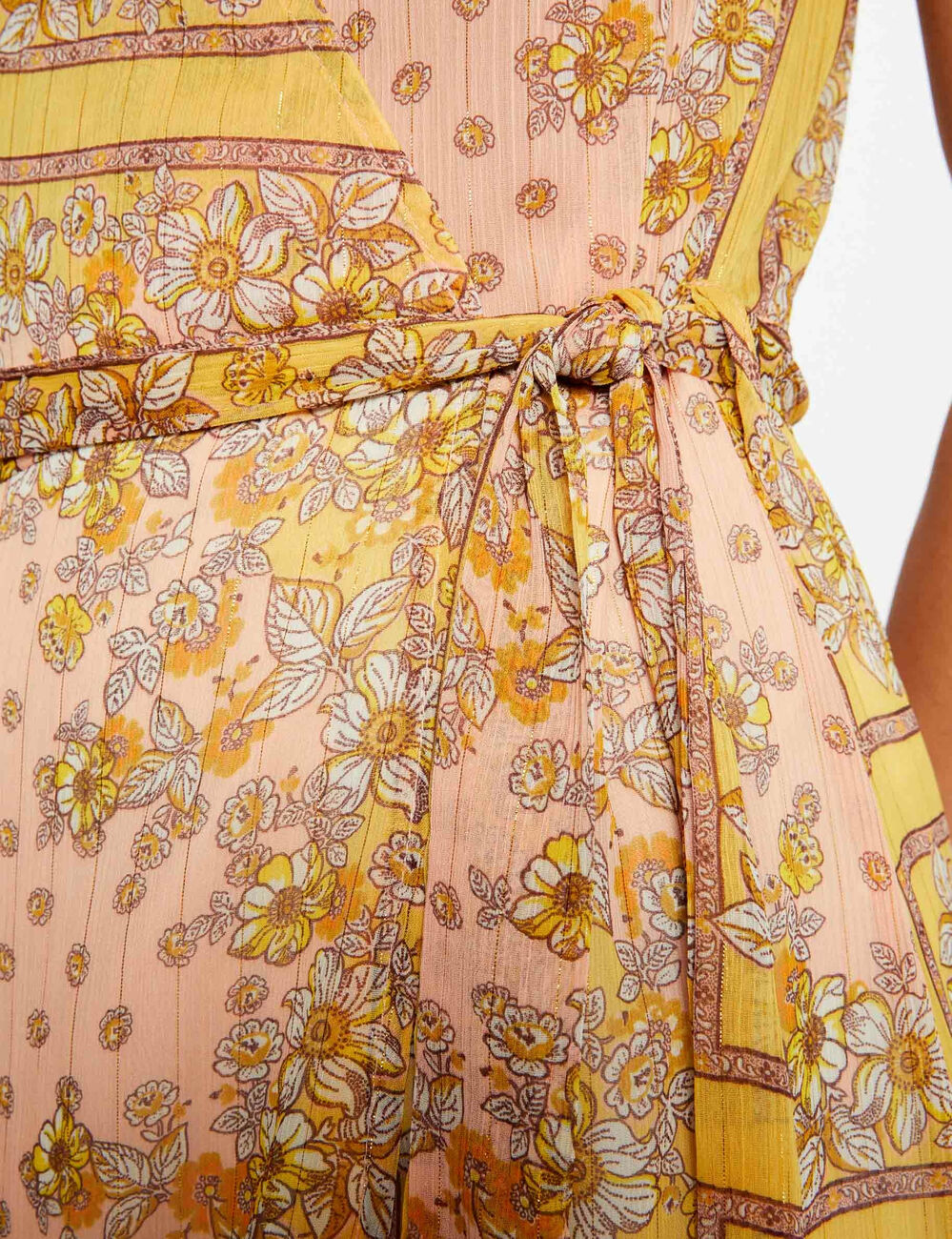 Robe longue portefeuille imprimé floral multico femme