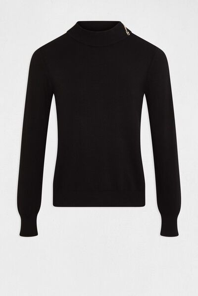 Pull manches longues détail zippé noir femme