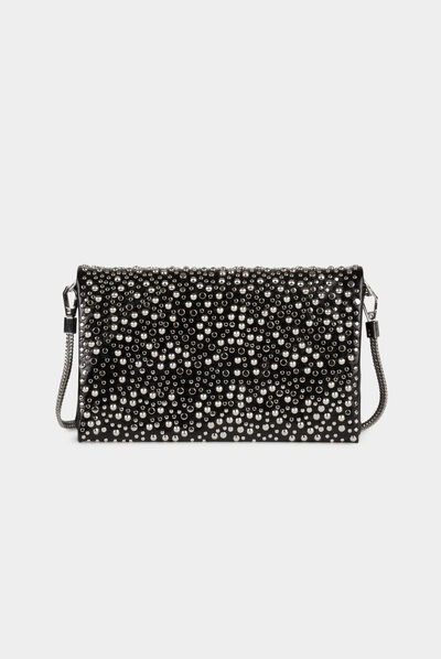 Sac à main avec clous noir femme