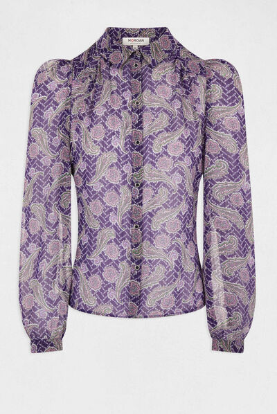 Chemise manches longues imprimée multico femme