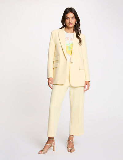 Pantalon droit taille haute jaune pastel femme