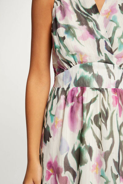 Robe longue droite imprimé floral multico femme