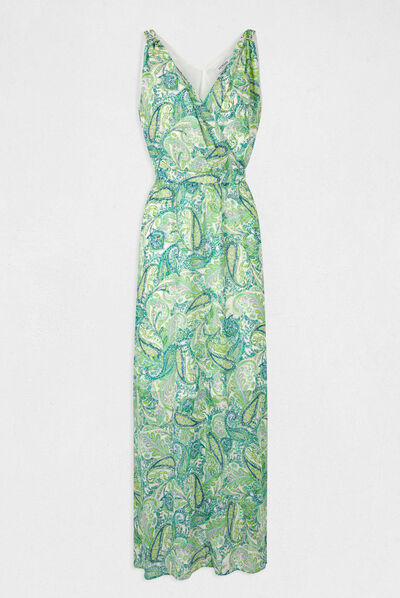 Robe longue évasée imprimé cachemire multico femme