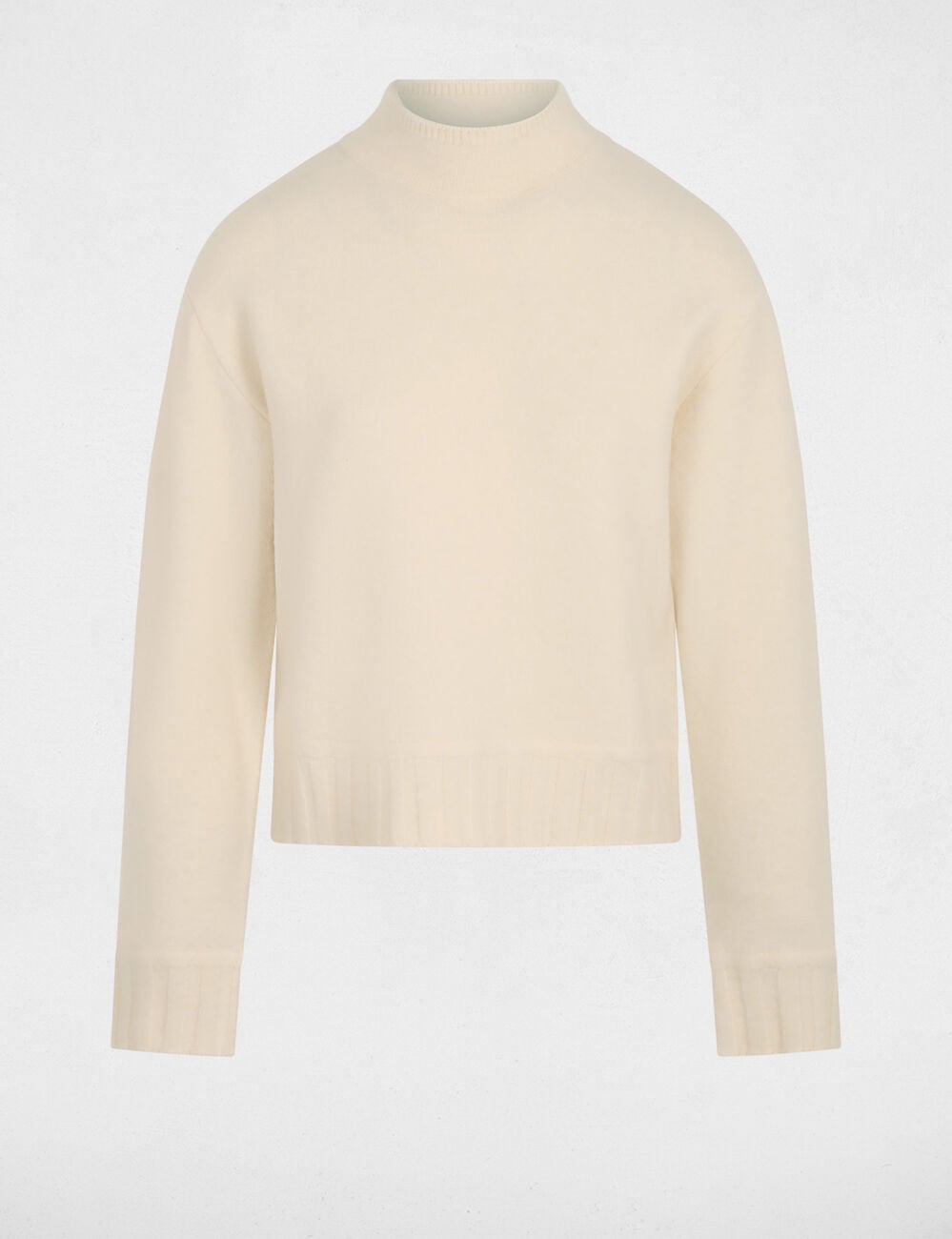 Pull col montant beige femme