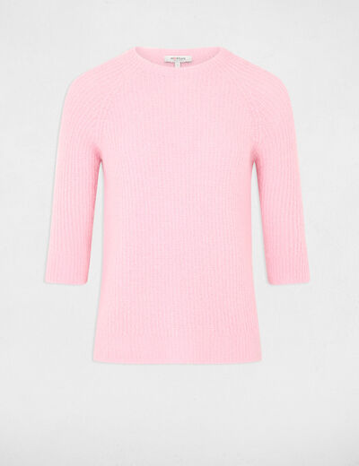 Pull maille duveteuse rose pastel femme