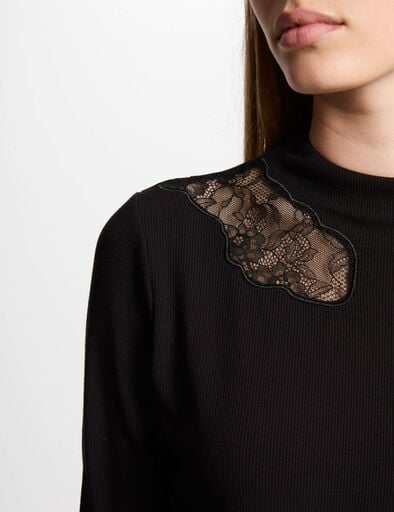 t shirt manches longues noir femme T-shirt manches longues noir femme