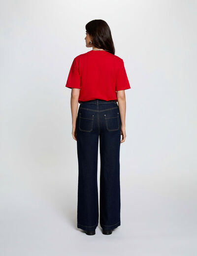 T-shirt droit manches courtes rouge femme