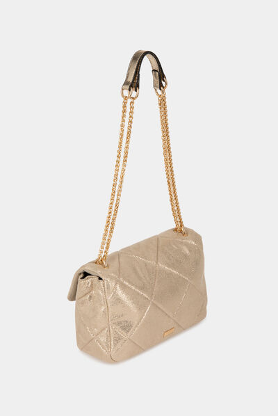 Sac pochette matelassé métallisé dore femme