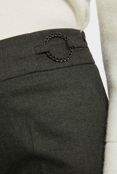 Pantalon city droit avec ornement gris moyen femme