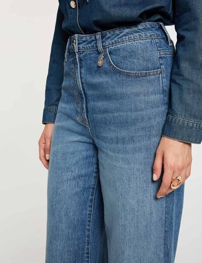 Jean large taille haute denim stone femme