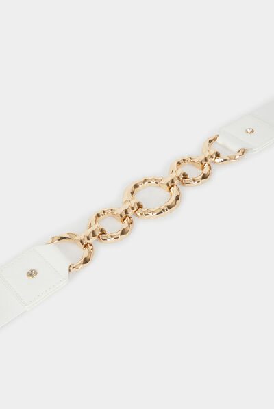 Ceinture élastiquée avec ornement blanc femme