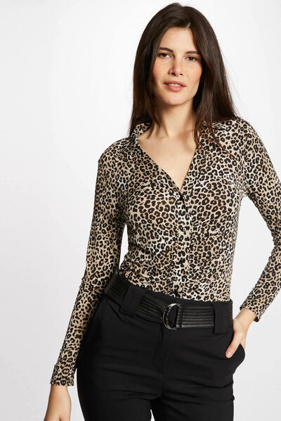 T-shirt manches longues imprimé multico femme