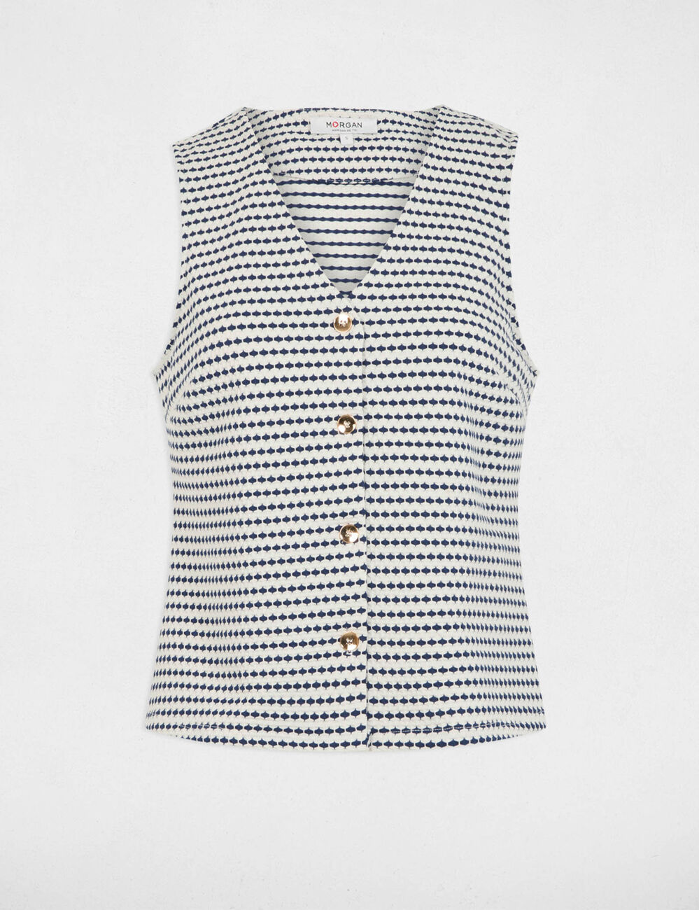 Veston sans manches imprimé bleu marine femme