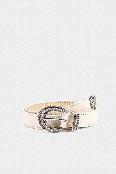 Ceinture avec boucle à strass ivoire femme