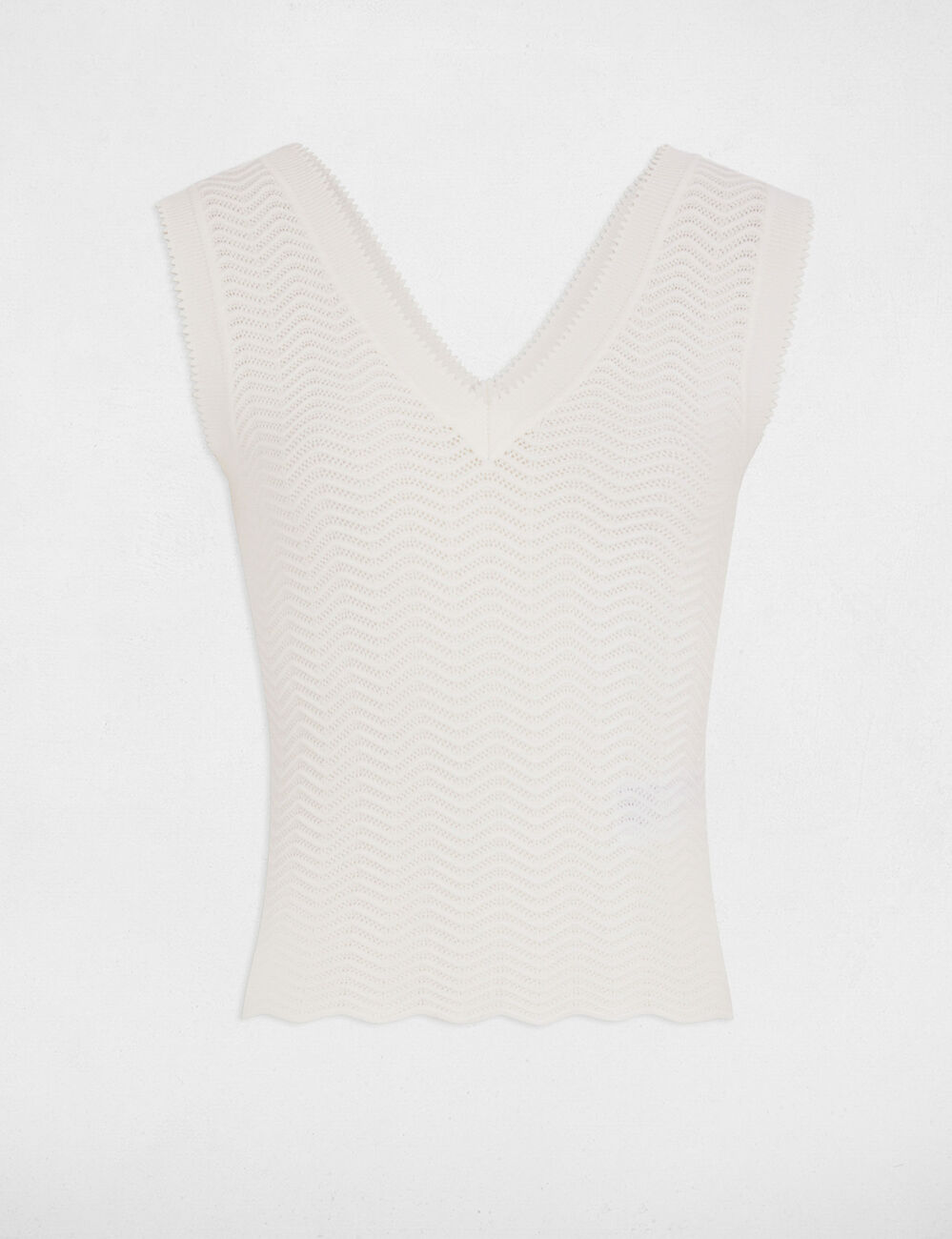 Débardeur maille sans manches blanc femme