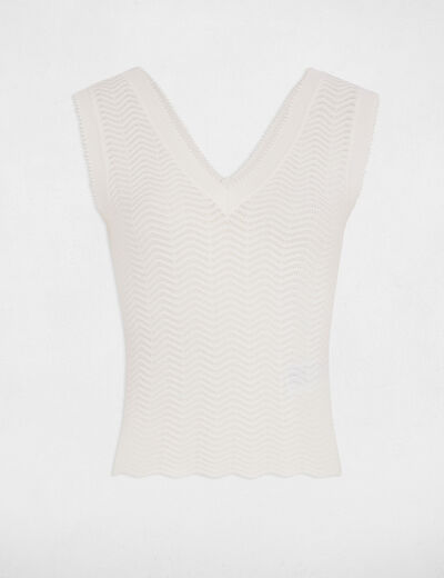 Débardeur maille sans manches blanc femme