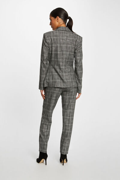 Pantalon city paperbag à carreaux gris moyen femme