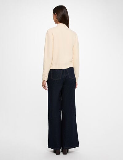 Pull col montant beige femme