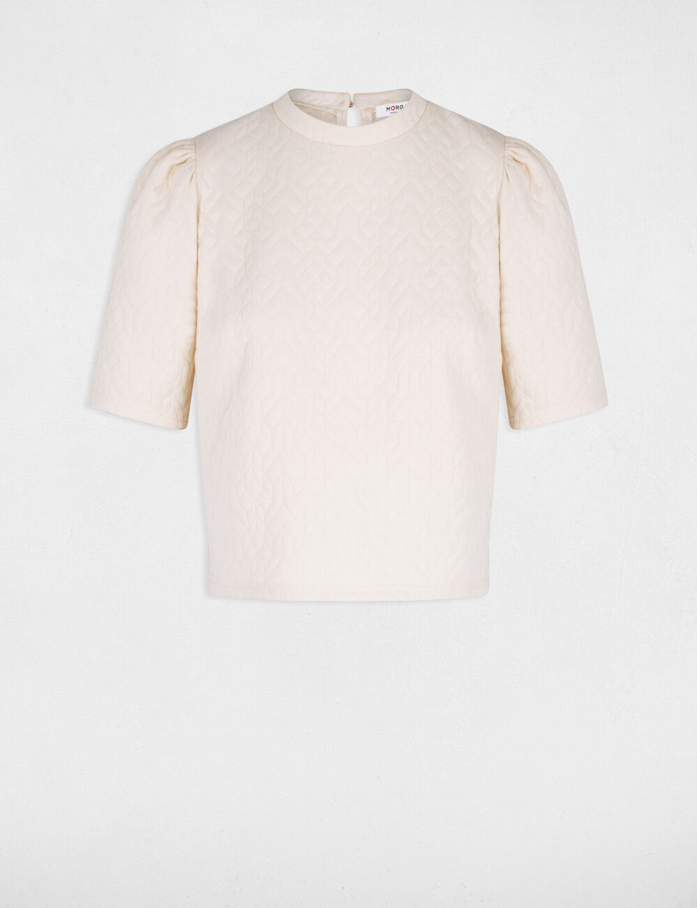 Sweat manches courtes matelassé ecru moyen femme