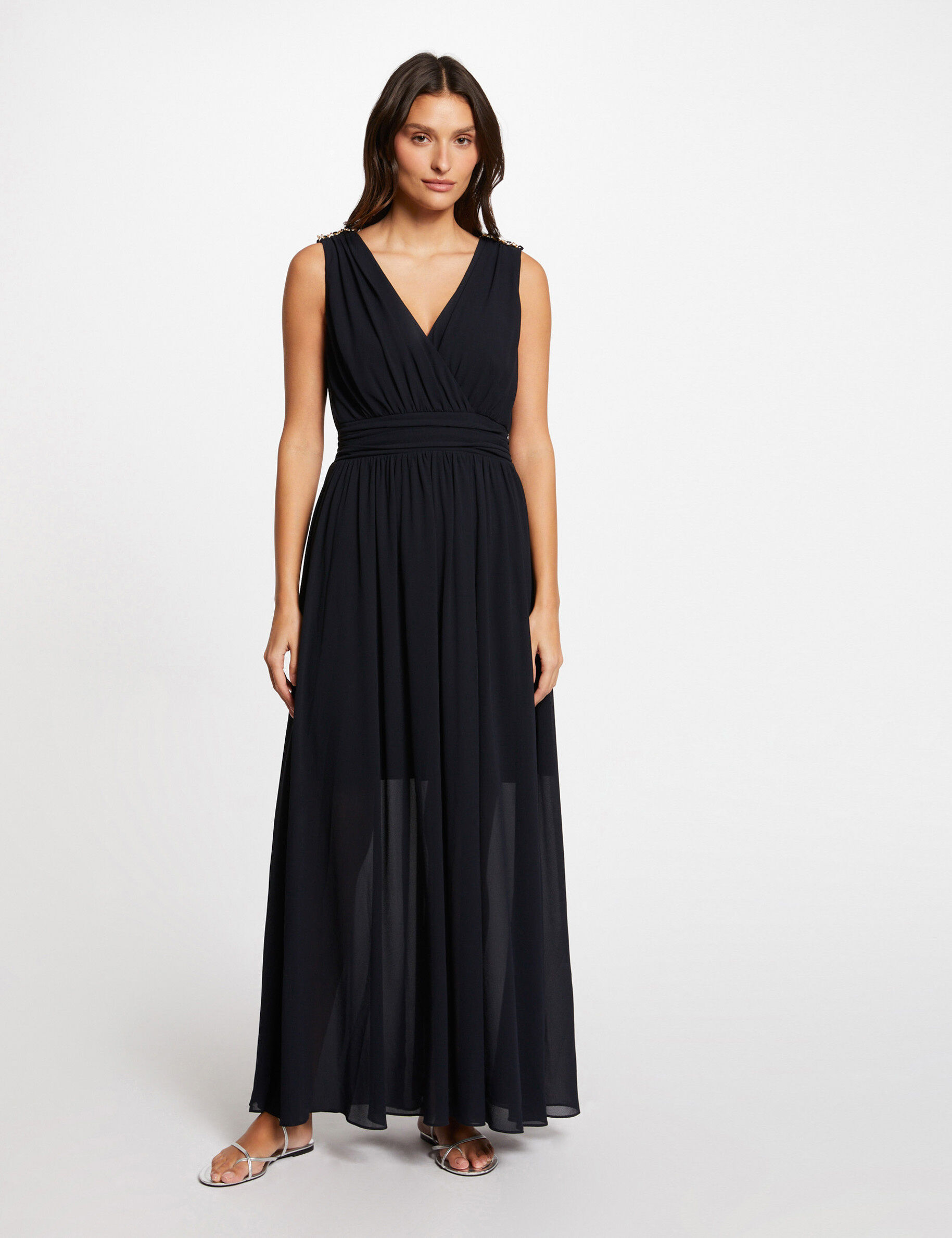 Robe longue cintrée dos en V femme