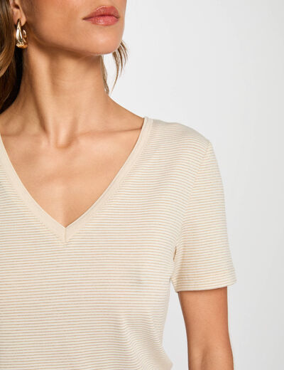 T-shirt manches courtes ecru femme