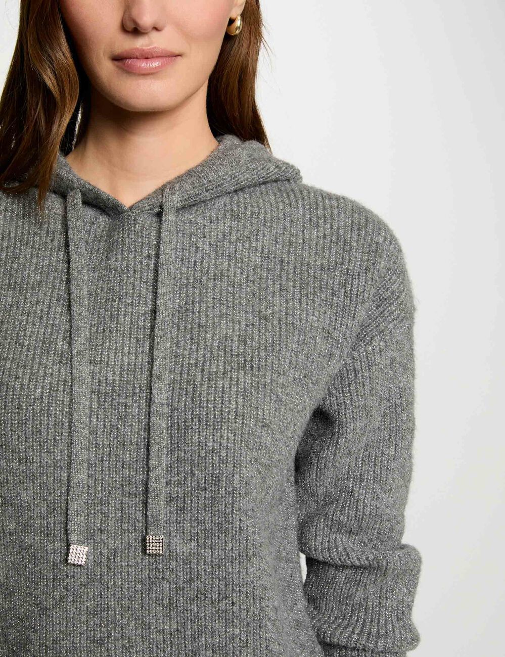 Pull à capuche gris moyen femme