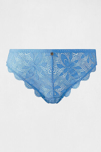 Shorty dentelle bleu femme