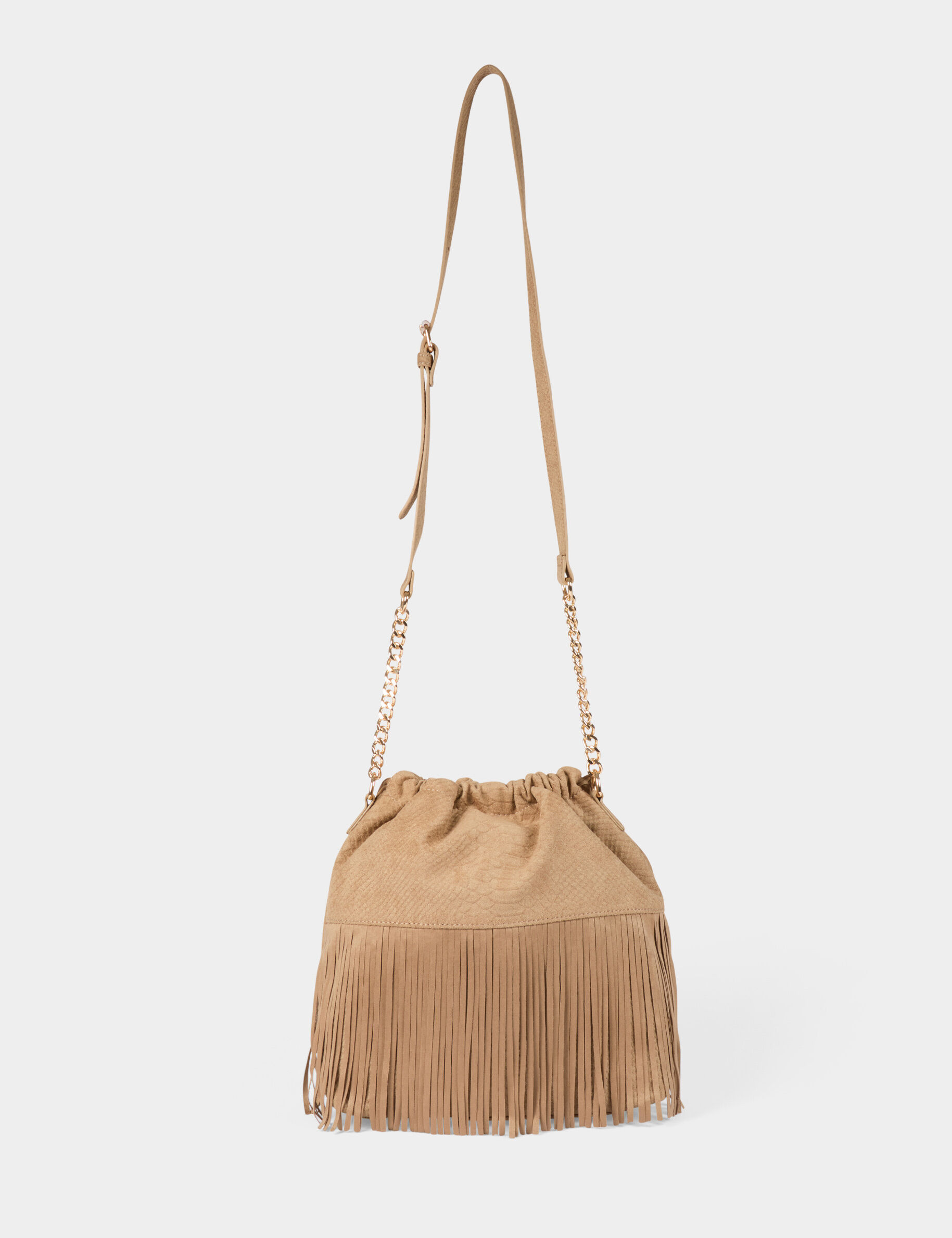 Sac seau suédine beige femme - Morgan - Modalova