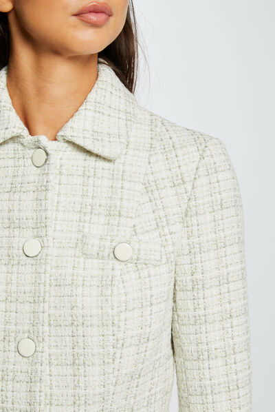 Veste droite fils métallisés ecru femme