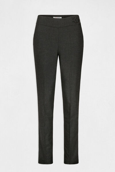 Pantalon city droit avec ornement gris moyen femme