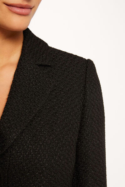 Veste courte cintrée boutonnée noir femme