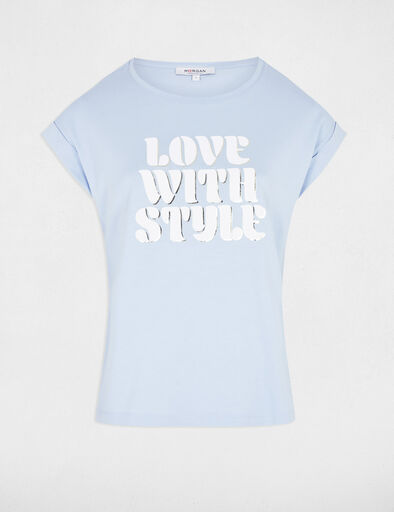 T-shirt à inscription bleu ciel femme