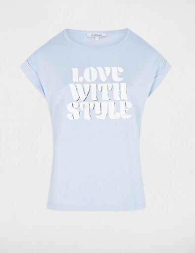 t shirt a inscription bleu ciel femme T-shirt à inscription bleu ciel femme