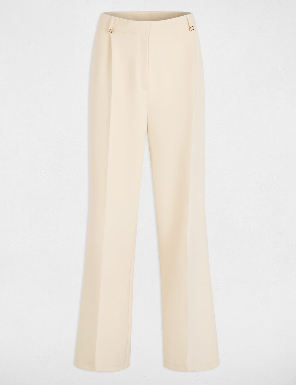Pantalon large à pinces creme femme