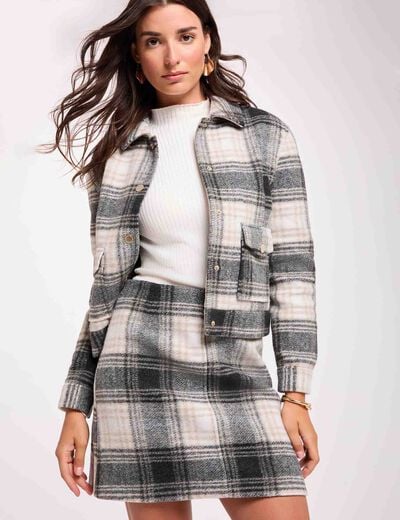 Jupe courte &agrave; carreaux multicolore femme
