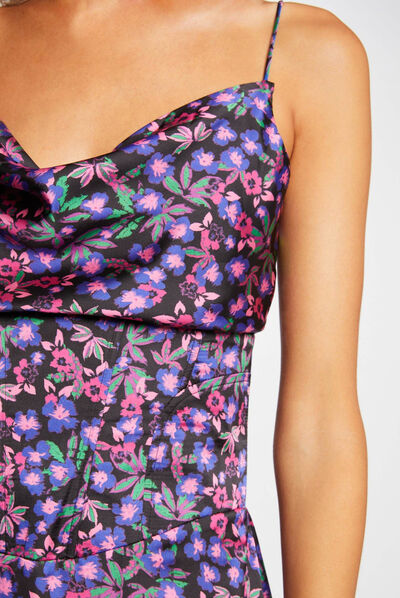 Robe midi droite imprimé floral multico femme