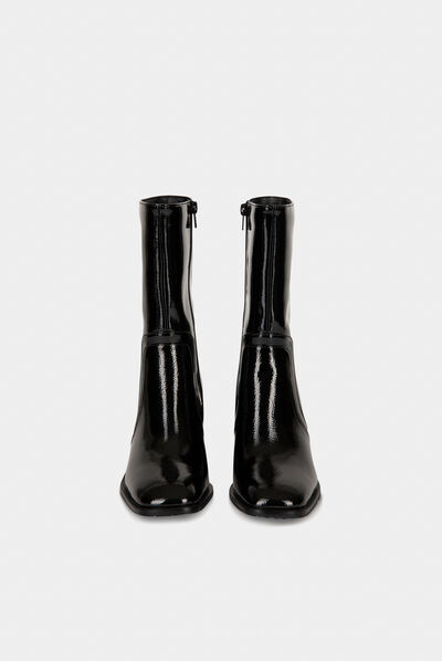 Bottines à talons vernies noir femme