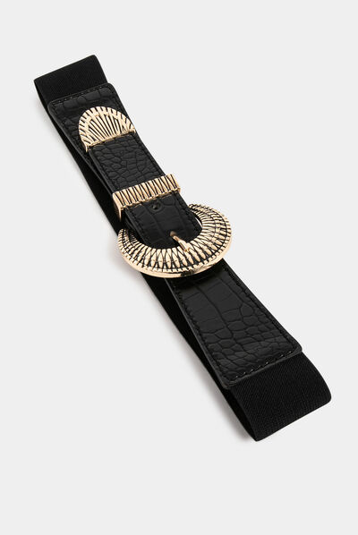 Ceinture élastiquée avec boucle noir femme