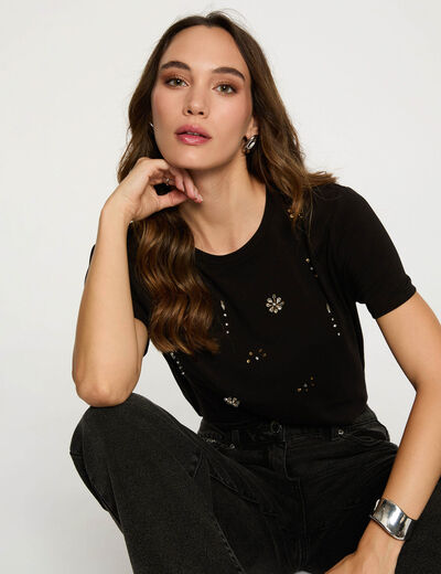 T-shirt manches courtes noir femme