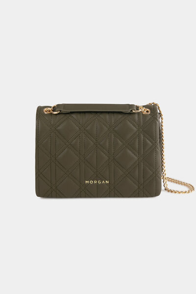 Sac pochette matelassé vert kaki femme