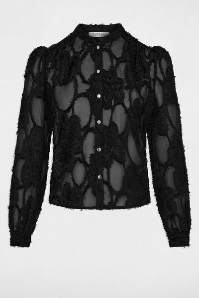 Chemise manches longues noir femme