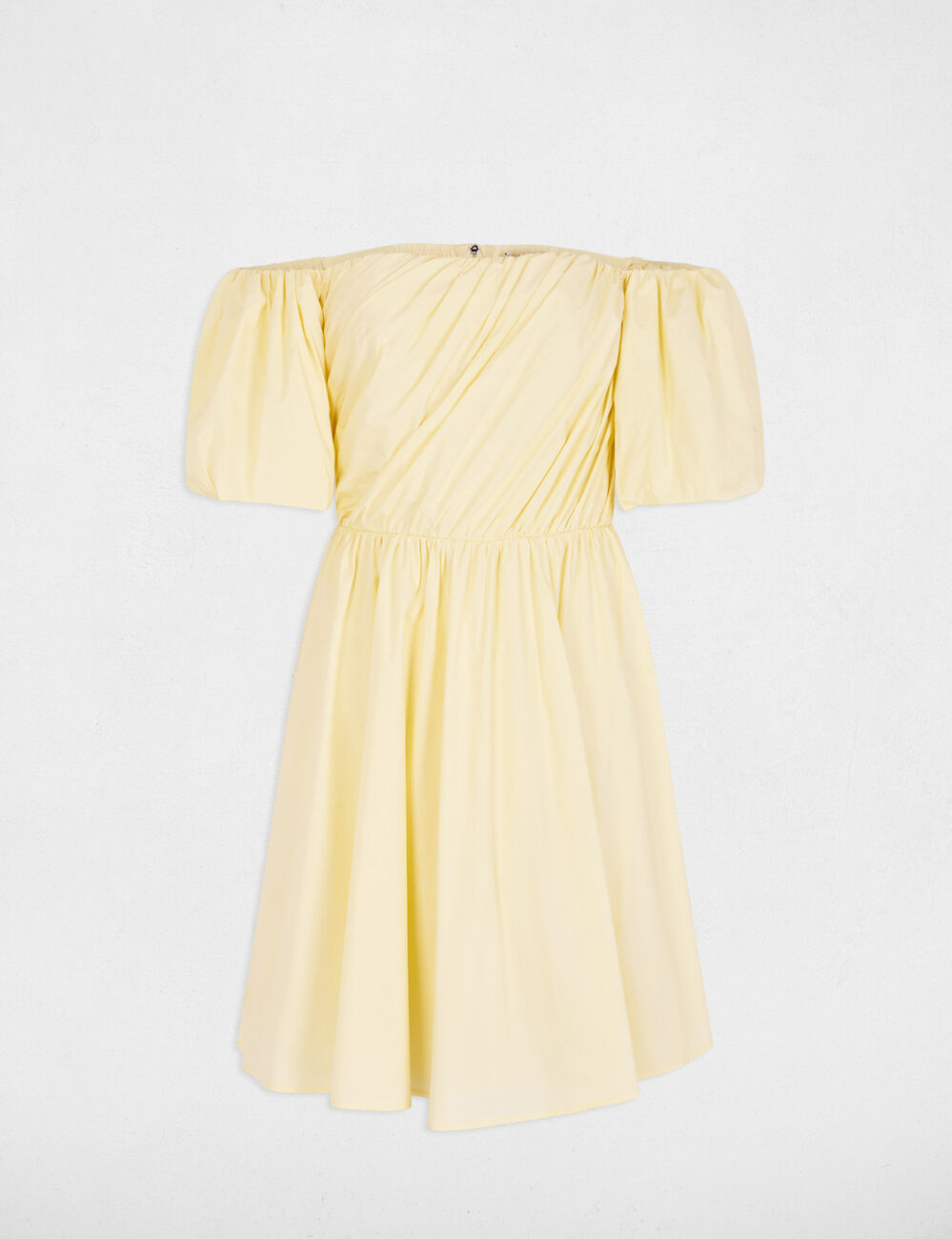 Robe courte manches bouffantes jaune pastel femme