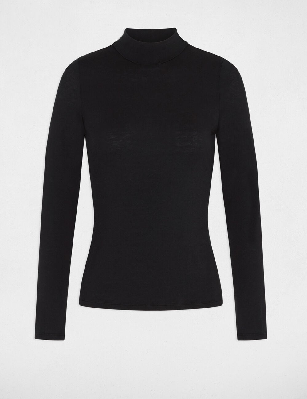 T-shirt col montant manches longues noir femme