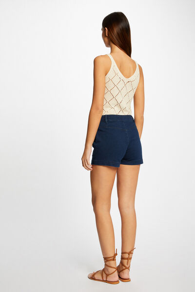 Débardeur pull avec bretelles ecru moyen femme