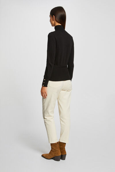 Pull manches longues avec ornement noir femme