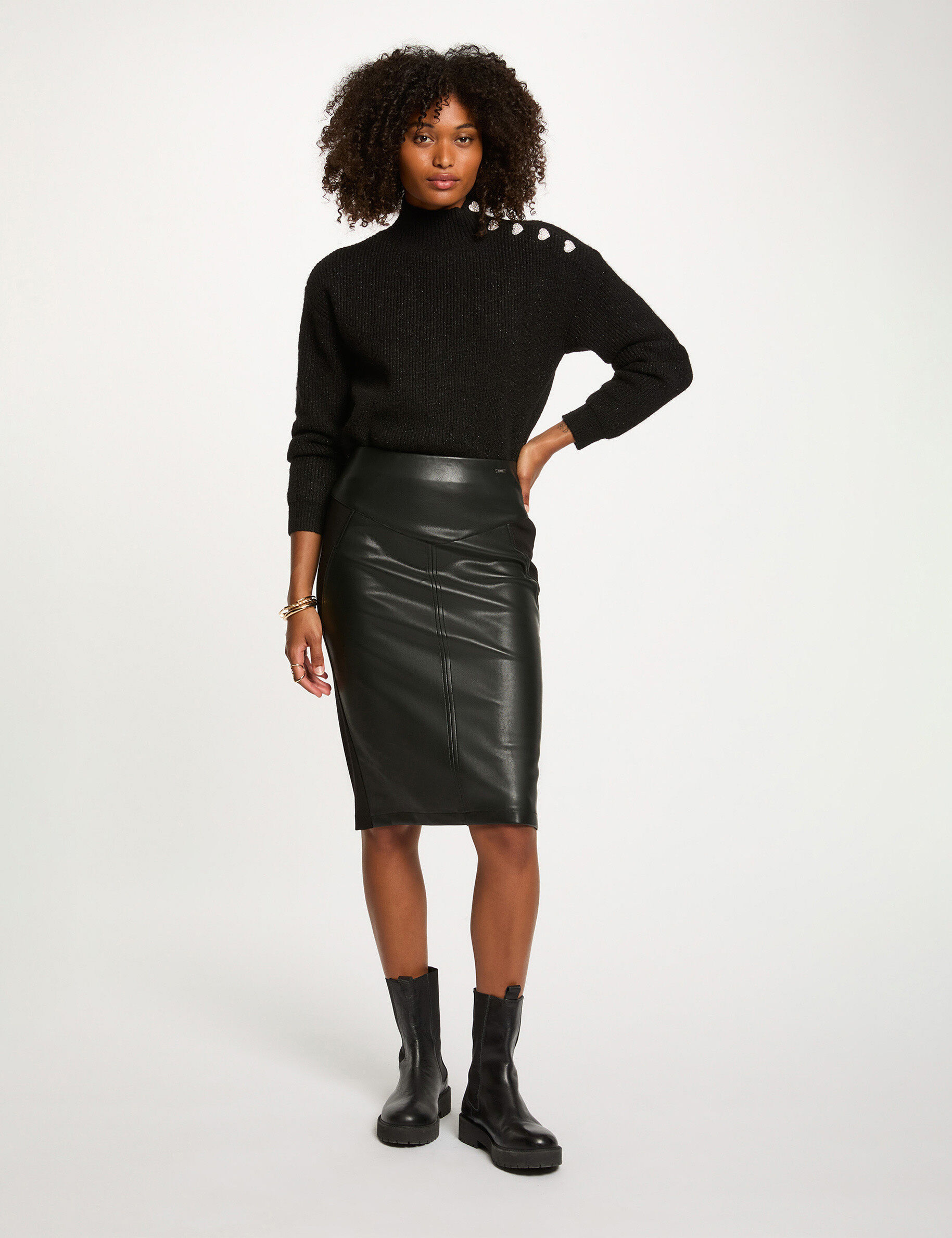 Jupe ajustée similicuir femme