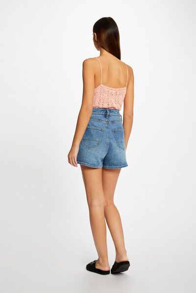 Débardeur pull avec col en V rose moyen femme