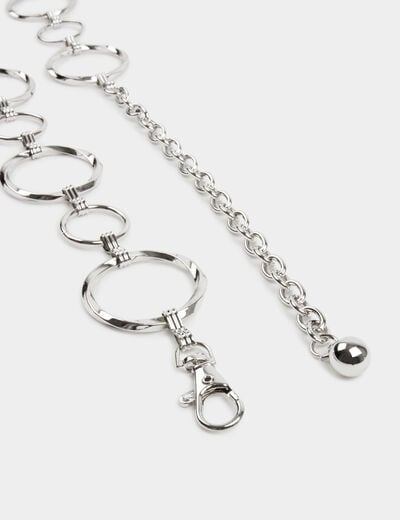 Ceinture anneaux en métal couleur argent femme